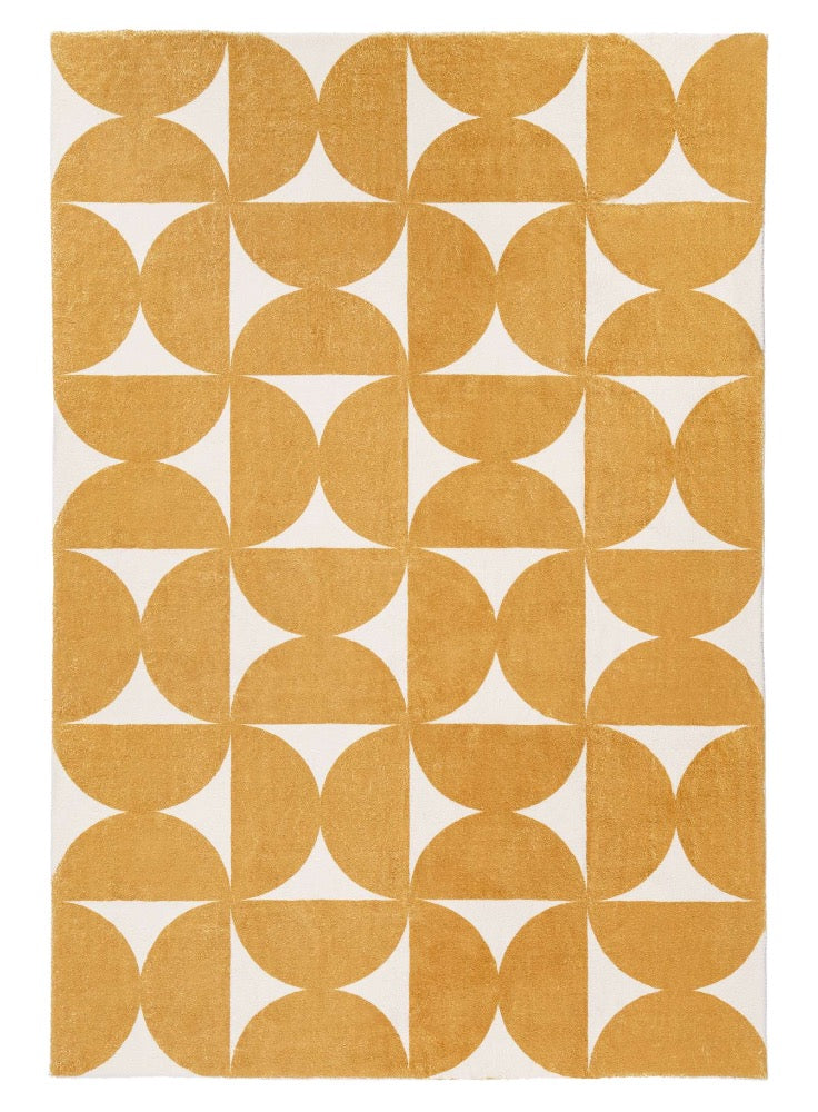 Loopsie RUGS 180cm x 120cm Almere Gold and Ivory Geometric Washable Rug