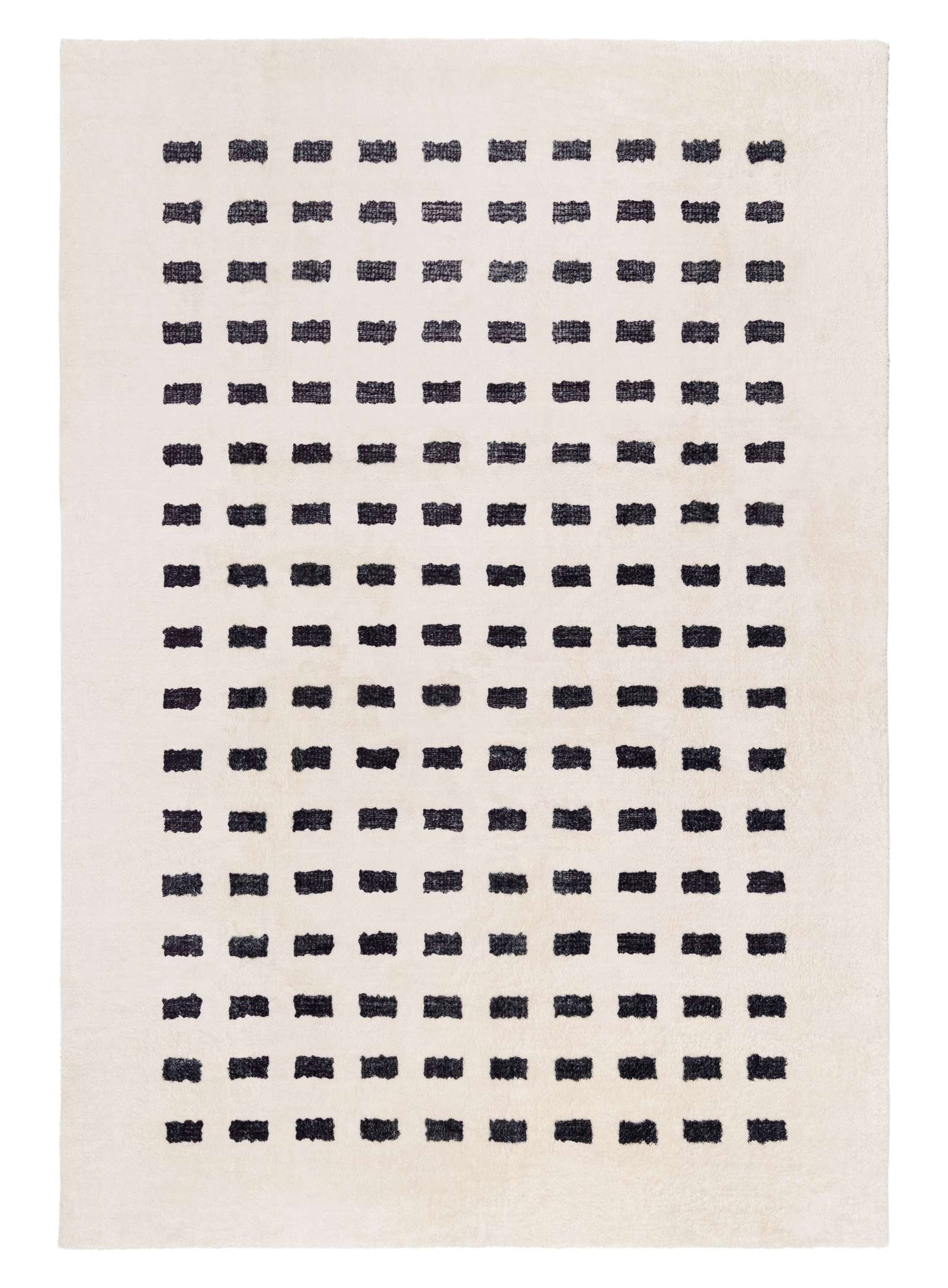 Loopsie RUGS 180cm x 120cm Taber Cream and Black Rectangles Washable Rug