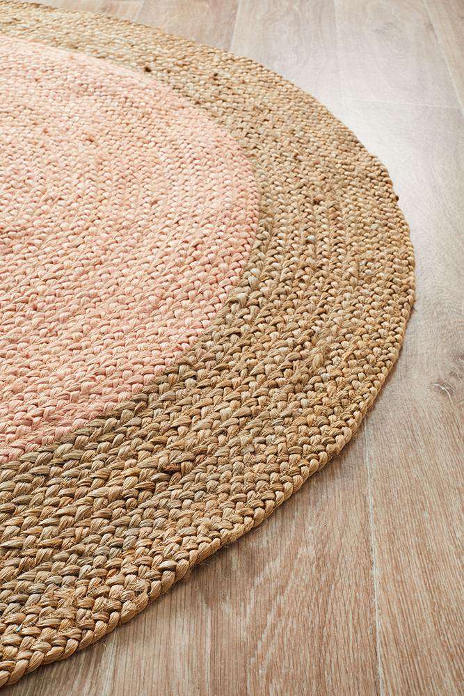 Rug Culture RUGS Florence Pink Round Jute Rug
