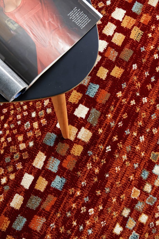 Rug Culture Rugs Oxford Squares Rust Rug