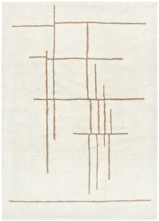 Highlands Abstract Beige Lines Washable Wool Rug
