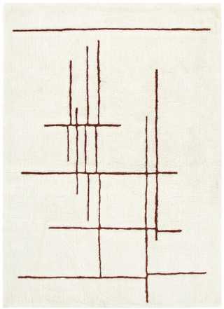 Highlands Abstract Terracotta Lines Washable Wool Rug