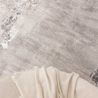 Atina Distressed Border Beige Grey Rug