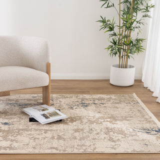Bohemian Paradise Beige Blue Distressed Rug