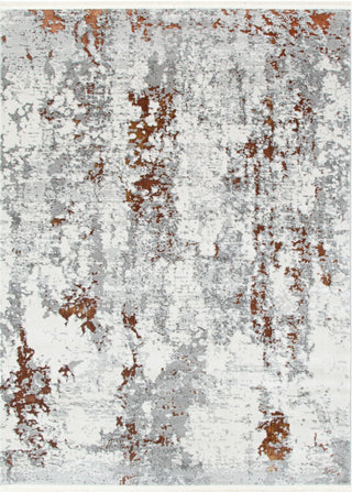 Abstract patterned rug with brown and gray colors on a white background