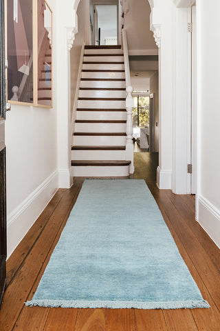 Conscious Loom Kinship Sky Blue Runner Rug