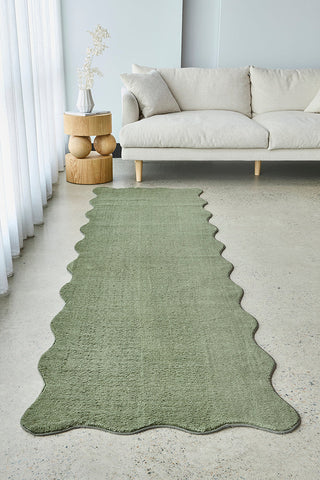 Evelyn Green Washable Runner Rug
