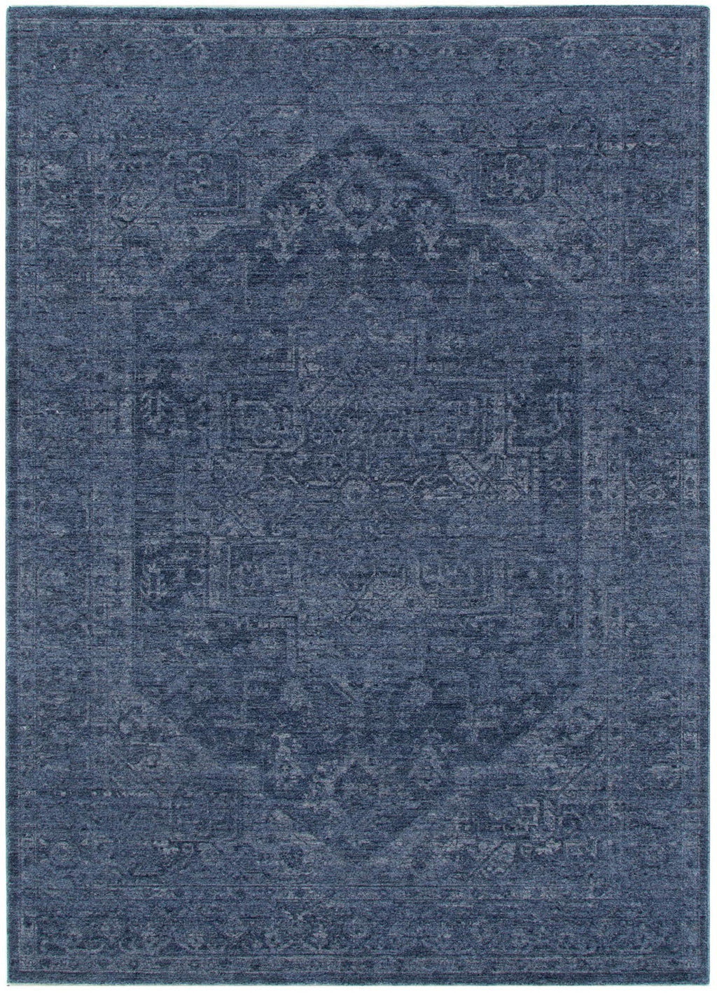Heritage Distressed Medallion Blue Rug | Easy-Clean & Non-Shedding ...