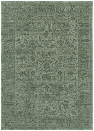 Heritage Distressed Border Green Rug