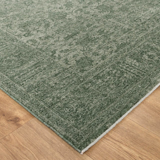 Heritage Distressed Border Green Rug