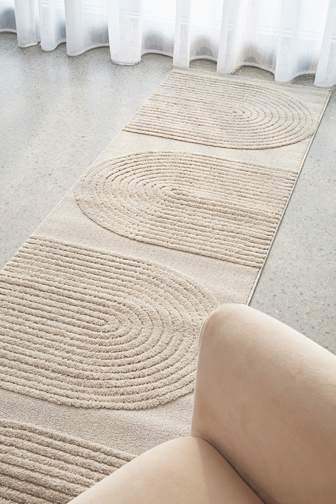 Beige Shell Rug Runner Rug Culture: Lotus Abbey Beige Runner Rug | Simple Style Co