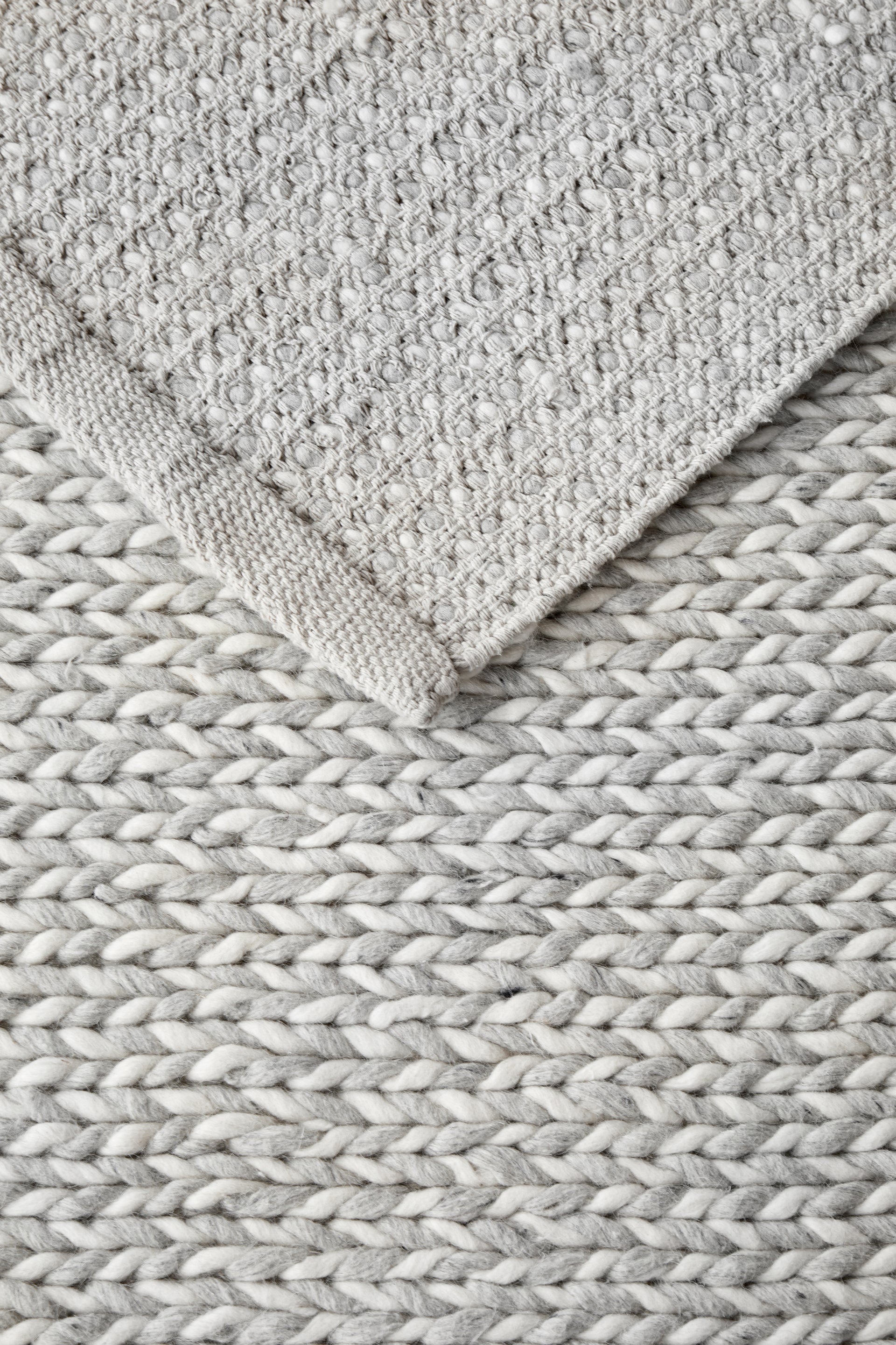 Kelowna Grey & Ivory Braided Wool Rug Simple Style Co