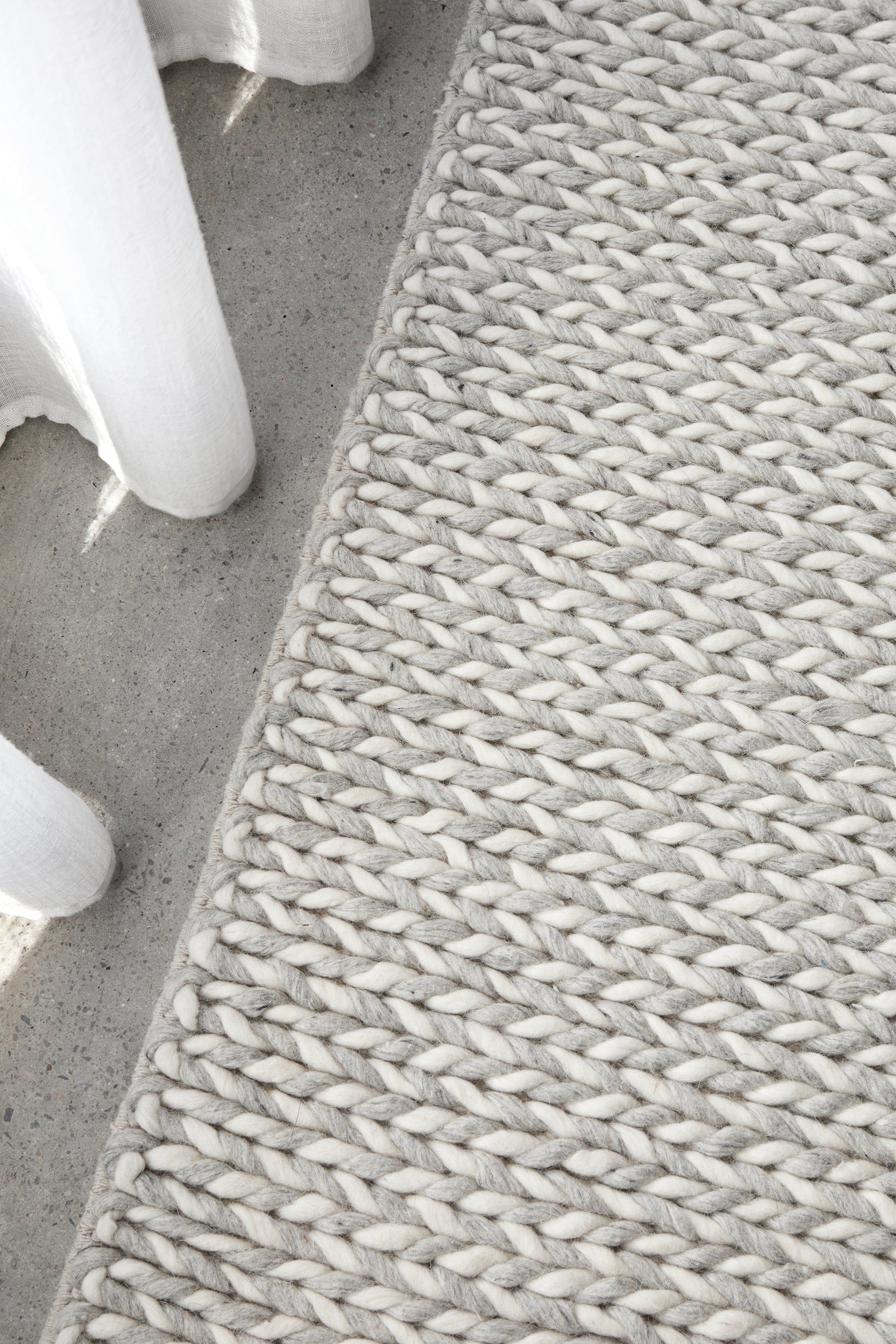 Kelowna Grey & Ivory Braided Wool Rug Simple Style Co