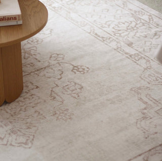 Castile Traditional Floral Taupe Washable Rug