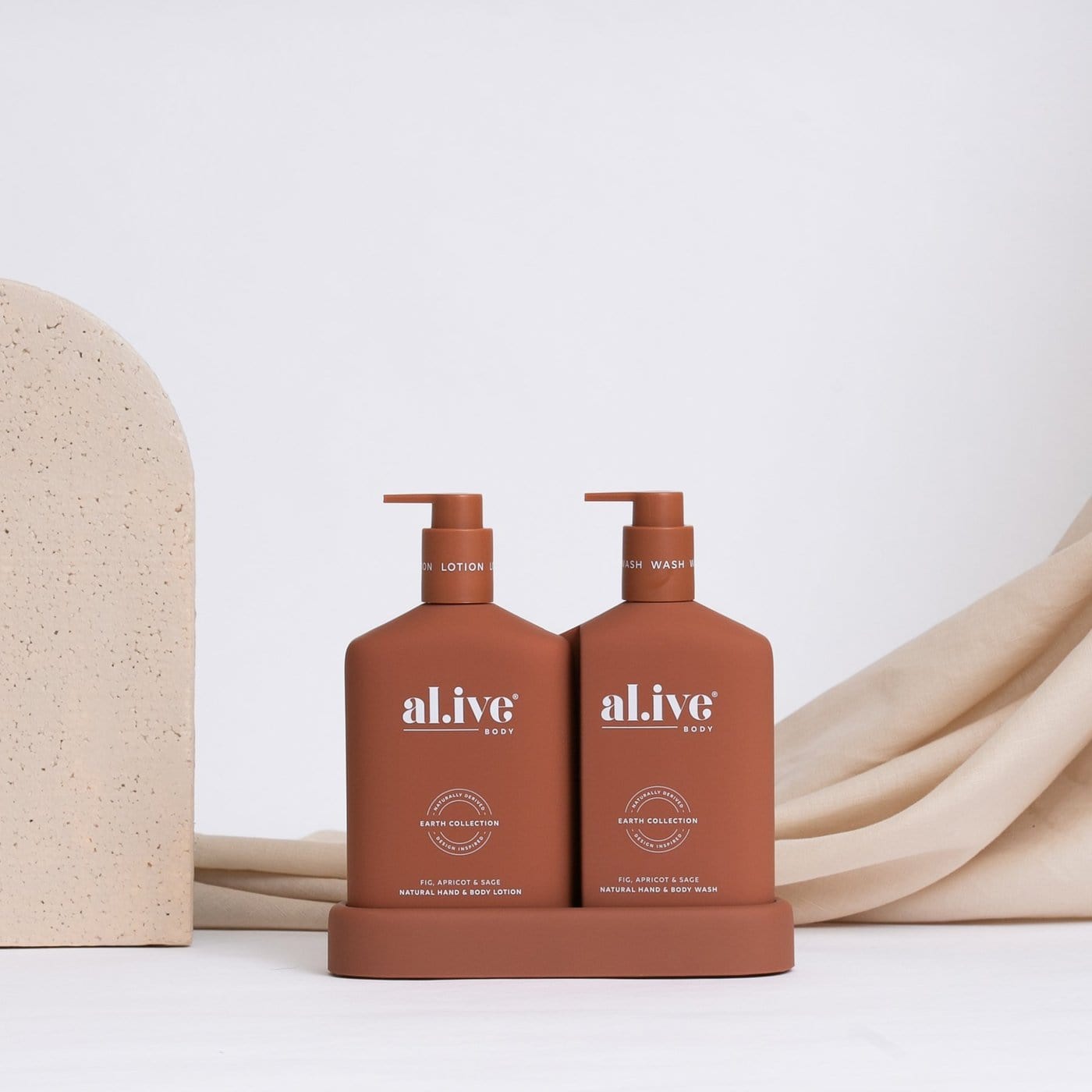 al.ive body Fig, Apricot &amp; Sage Hand &amp; Body Wash &amp; Lotion Duo + Tray