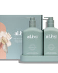 al.ive body Soap & Lotion Dispensers Kaffir Lime & Green Tea Hand & Body Wash & Lotion Duo + Tray