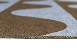 Allapattah Brown and Blue Wave Stripe Indoor Outdoor Washable Rug
