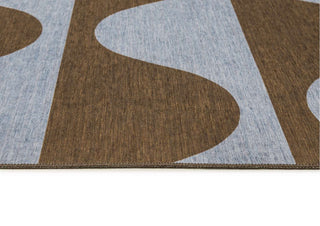 Allapattah Brown and Blue Wave Stripe Indoor Outdoor Washable Rug