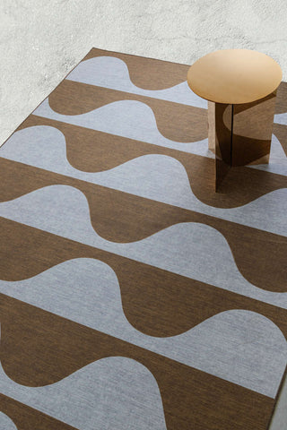 Allapattah Brown and Blue Wave Stripe Indoor Outdoor Washable Rug