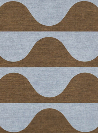Allapattah Brown and Blue Wave Stripe Indoor Outdoor Washable Rug