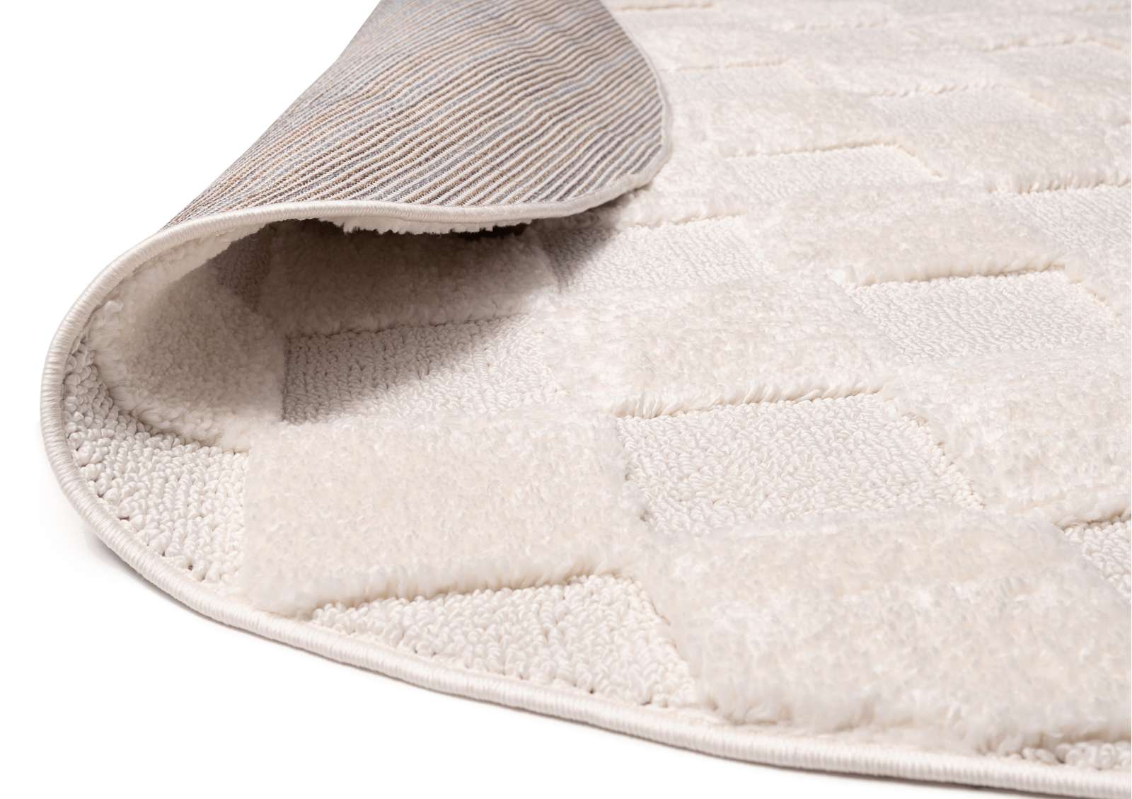 Ambra Ivory Checkered Round Rug | Simple Style Co