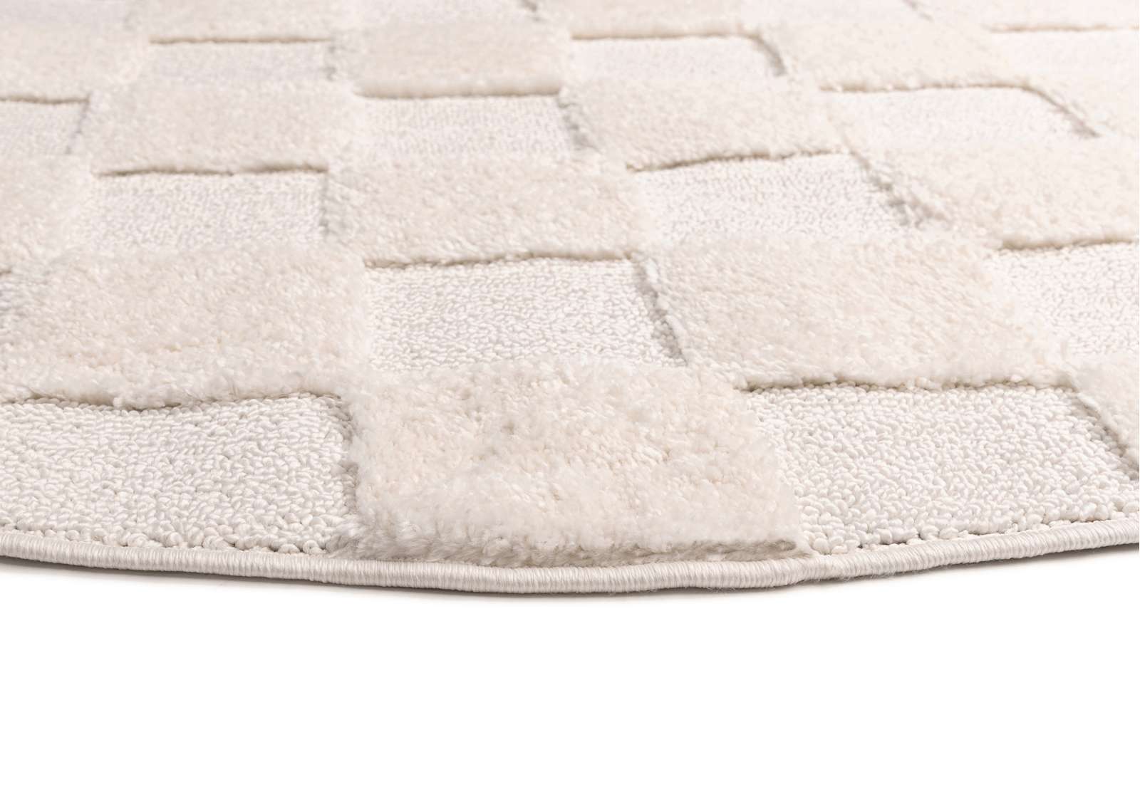 Ambra Ivory Checkered Round Rug | Simple Style Co
