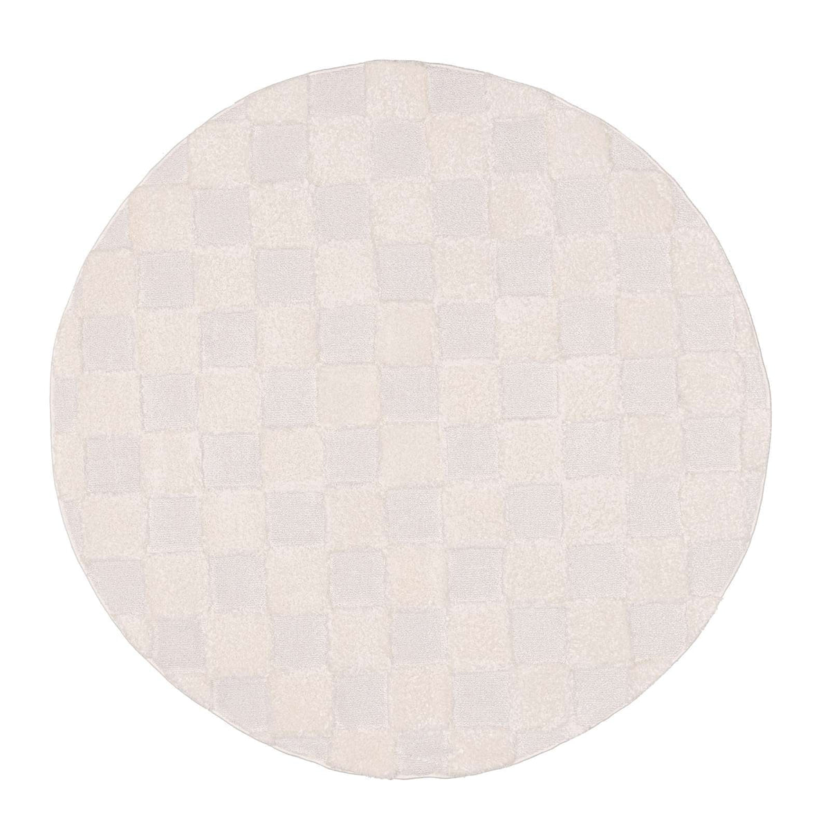 Ambra Ivory Checkered Round Rug | Simple Style Co