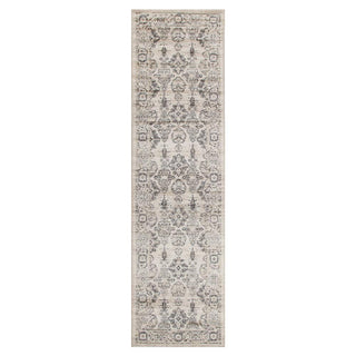 Cream and grey distressed hallway runner rug