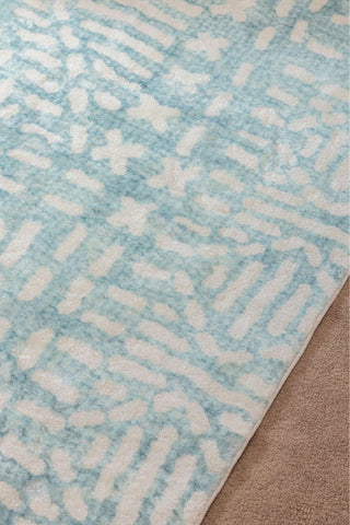 Asni Blue and Ivory Tribal Washable Rug