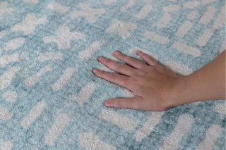 Asni Blue and Ivory Tribal Washable Rug