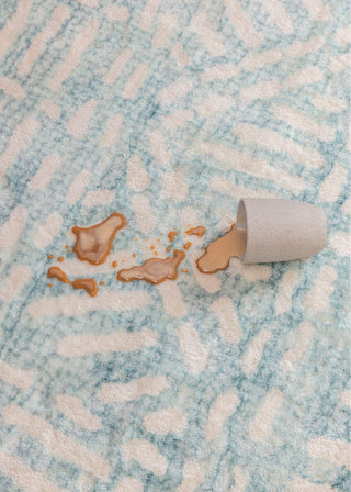 Asni Blue and Ivory Tribal Washable Rug