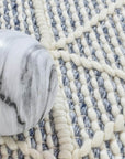 Austex Rugs Mabel Blue & Ivory Fringed Wool Rug