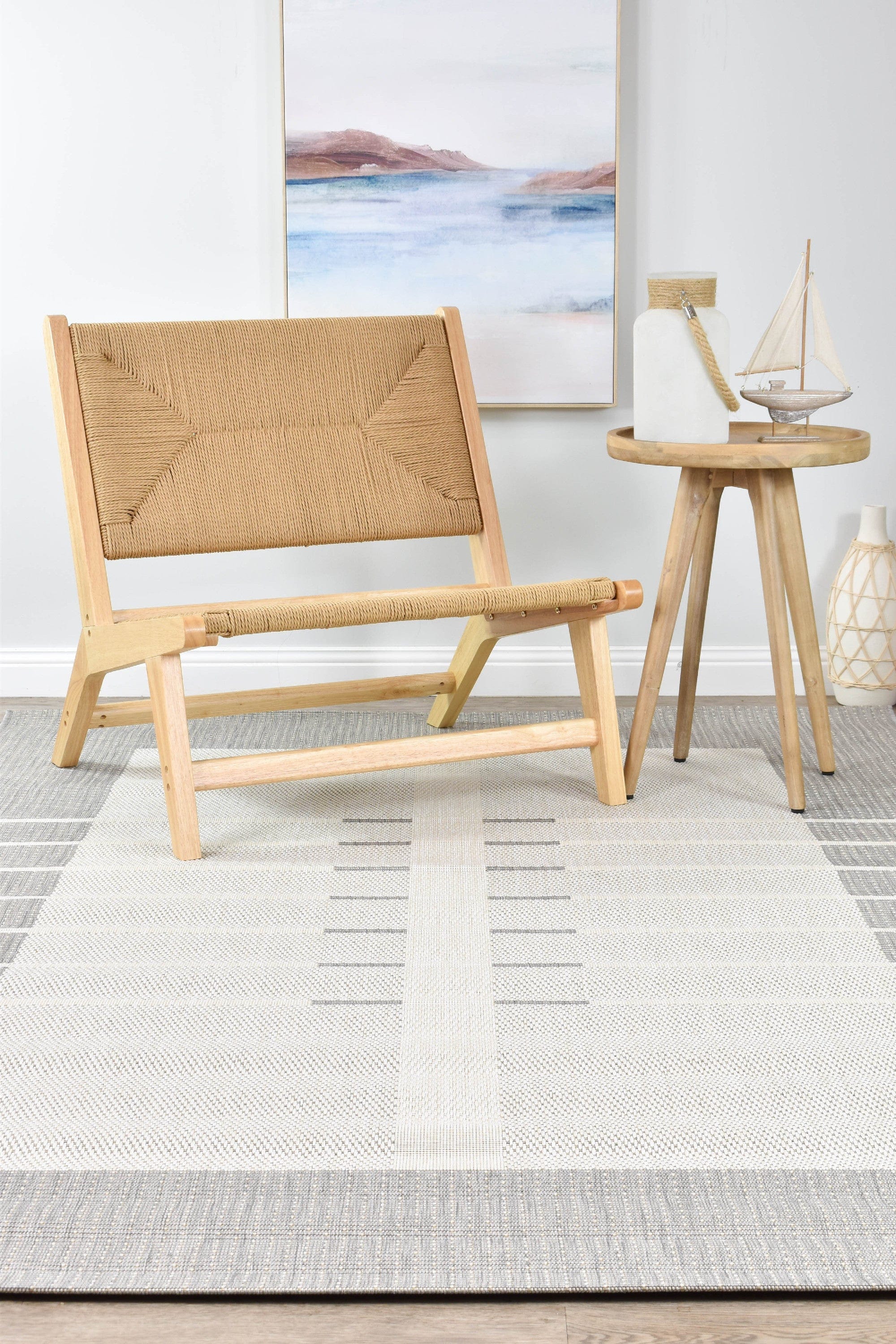 Samba Silver & Cream Outdoor Rug Simple Style Co