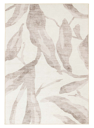 Bainbridge Cream Leaf Shadow Indoor Outdoor Washable Rug