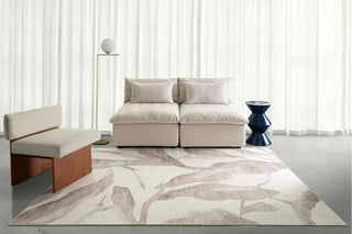 Bainbridge Cream Leaf Shadow Indoor Outdoor Washable Rug