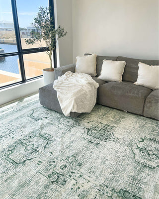 Balis Green Tribal Washable Rug