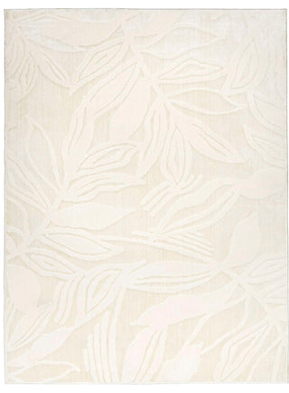 Bessant Leafy Cream and Beige Washable Rug
