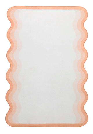 Bitonto Tonal Peach and Cream Scalloped Washable Rug