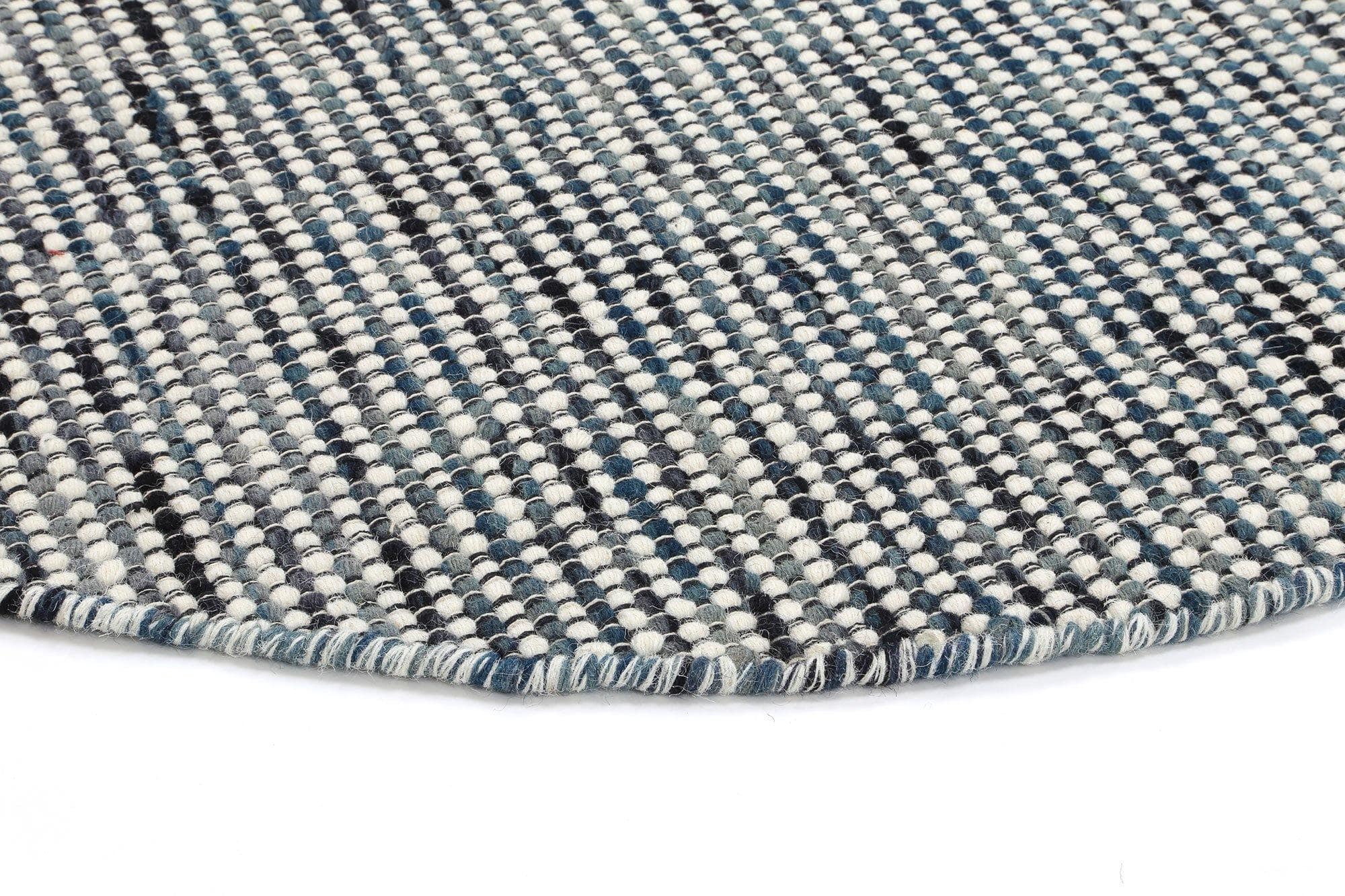 Brand Ventures Rugs Nordi Teal Blue Reversible Wool Round Rug