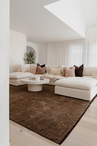 Charleston Brown Wool Rug in modern living room
