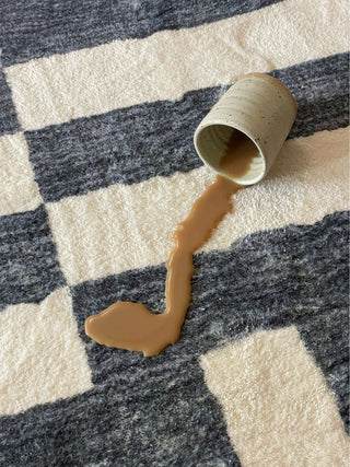 Emmen Black and Cream Geometric Lines Washable Rug