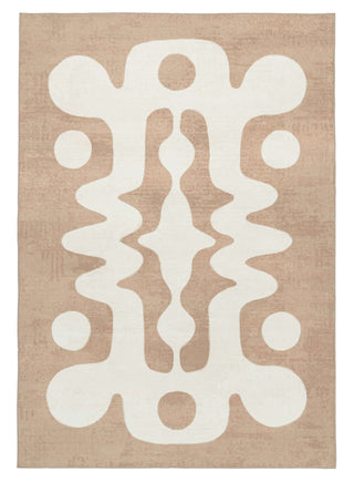 Farino Beige and Ivory Abstract Washable Rug