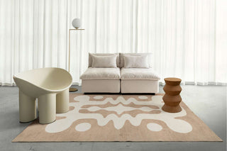 Farino Beige and Ivory Abstract Washable Rug
