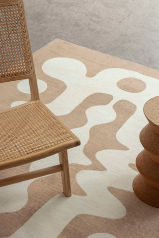 Farino Beige and Ivory Abstract Washable Rug