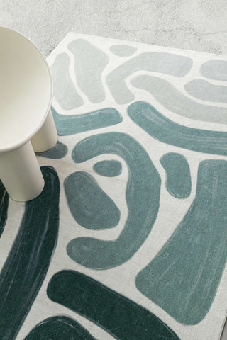 Faroe Blue Grey Abstract Washable Rug