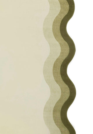 Fasano Tonal Green and Ivory Scalloped Washable Rug
