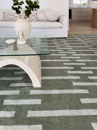 Gerritsen Green Printed Washable Rug