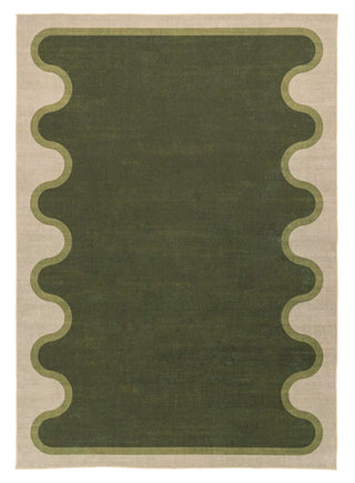 Kumu Green and Beige Washable Rug