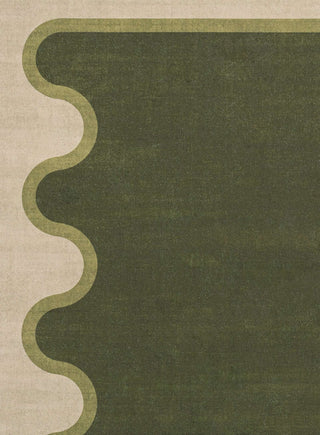 Kumu Green and Beige Washable Rug