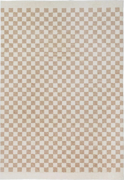 Loopsie RUGS 180cm x 120cm Jazine Cream and Brown Checkered Washable Rug
